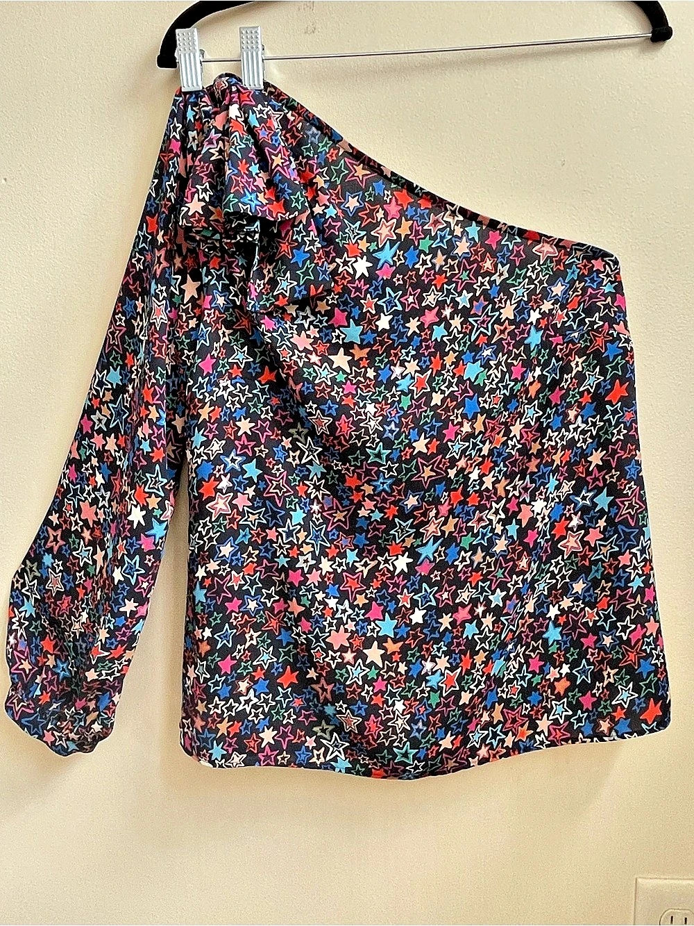 J.Crew One-Shoulder Top in Kaleidoscope Star Print Shoulder Bow Festival Size 6
